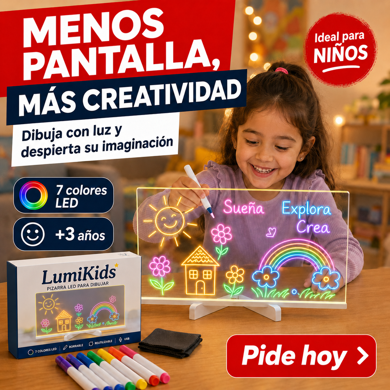 Tablero Mágico 7 Colores: Menos Pantalla, Más Creatividad